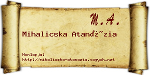 Mihalicska Atanázia névjegykártya
